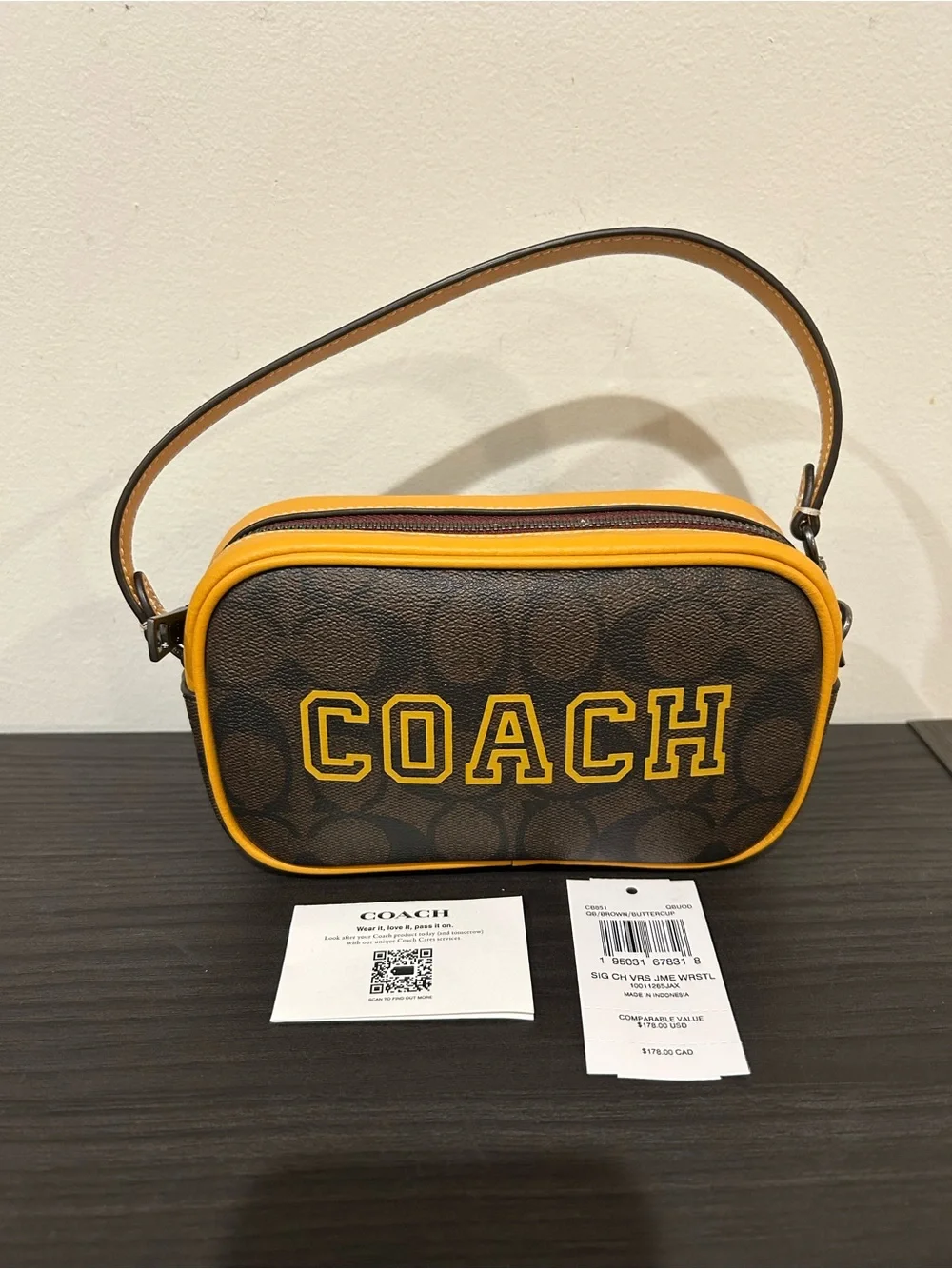 Coach Jamie Mini bag In Signature Canvas With Varsity Motif (Style No. CB851)
